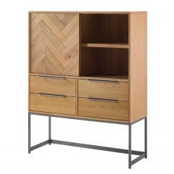 Ars manufacti Commode haute Dharai - Placage en bois véritable / Métal - Chêne / Argenté