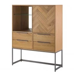 Ars manufacti Commode haute Dharai - Placage en bois véritable / Métal - Chêne / Argenté -Buffets hauts Soldes 1000117156 180802 08243702 GALLERYIMAGES P000000001000117156