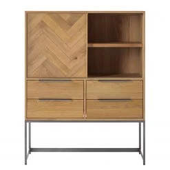 Ars manufacti Commode haute Dharai - Placage en bois véritable / Métal - Chêne / Argenté -Buffets hauts Soldes 1000117156 180802 08243703 GALLERYIMAGES P000000001000117156