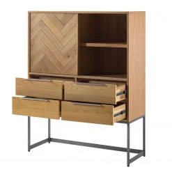 Ars manufacti Commode haute Dharai - Placage en bois véritable / Métal - Chêne / Argenté -Buffets hauts Soldes 1000117156 180802 08243705 GALLERYIMAGES P000000001000117156