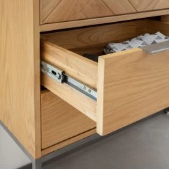 Ars manufacti Commode haute Dharai - Placage en bois véritable / Métal - Chêne / Argenté -Buffets hauts Soldes 1000117156 180827 07154813 GALLERYIMAGES P000000001000117156