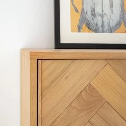 Ars manufacti Commode haute Dharai - Placage en bois véritable / Métal - Chêne / Argenté -Buffets hauts Soldes 1000117156 180827 07154814 GALLERYIMAGES P000000001000117156