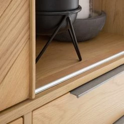 Ars manufacti Commode haute Dharai - Placage en bois véritable / Métal - Chêne / Argenté -Buffets hauts Soldes 1000117156 180827 07154815 GALLERYIMAGES P000000001000117156