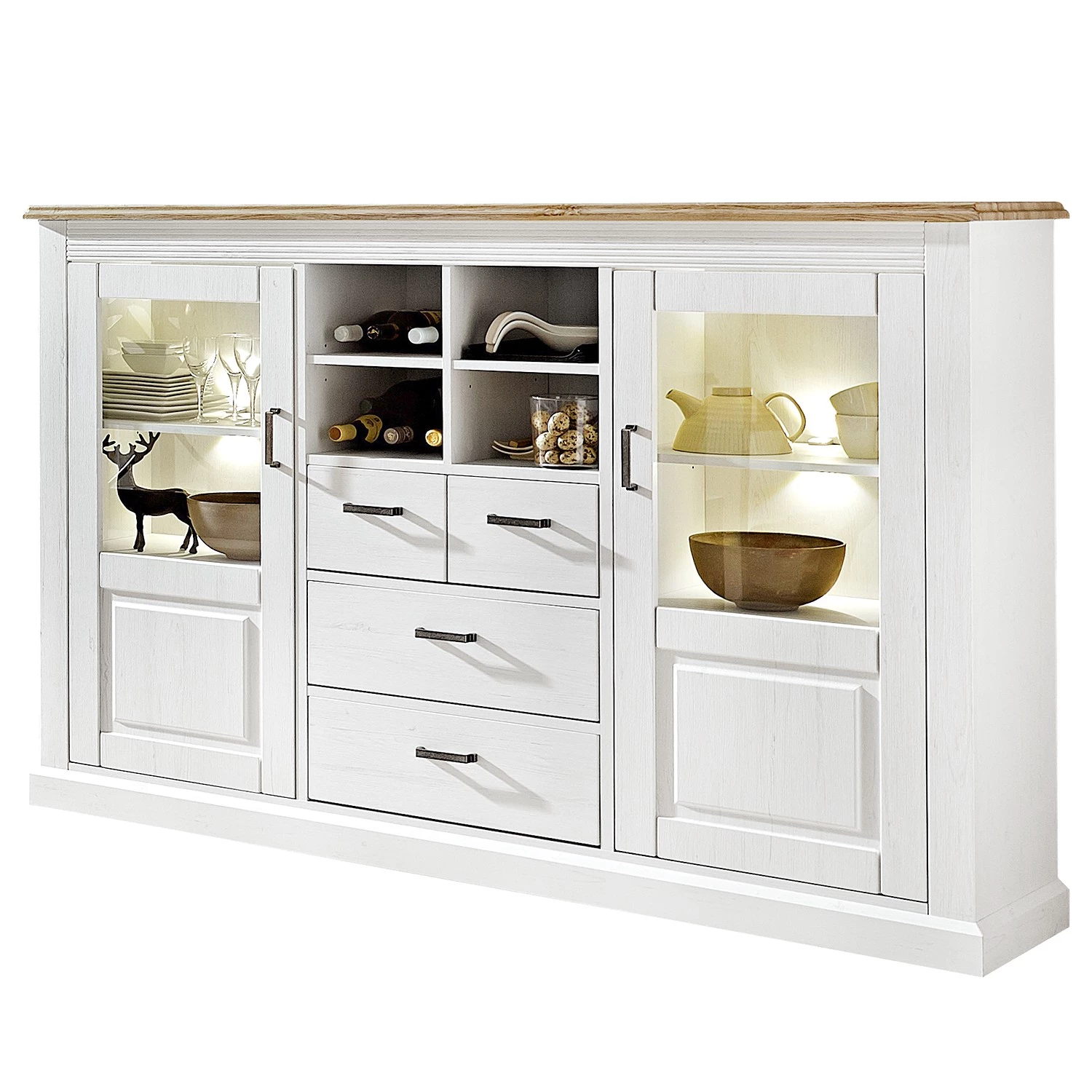 Ridgevalley Buffet haut Curzu II - Imitation chêne 1 Ridgevalley Buffet haut Curzu II - Imitation chêne