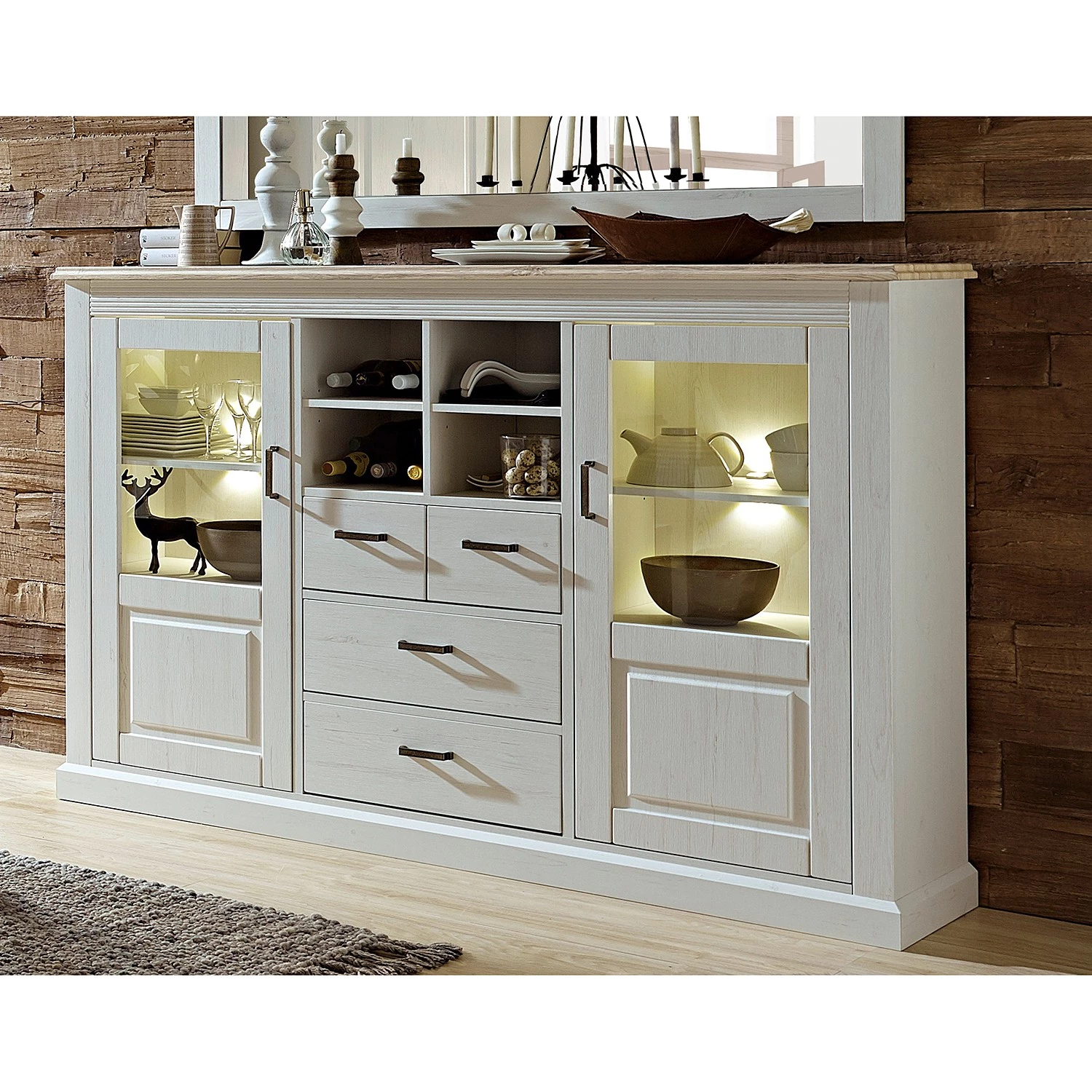 Ridgevalley Buffet haut Curzu II - Imitation chêne 2 Ridgevalley Buffet haut Curzu II - Imitation chêne – Image 2