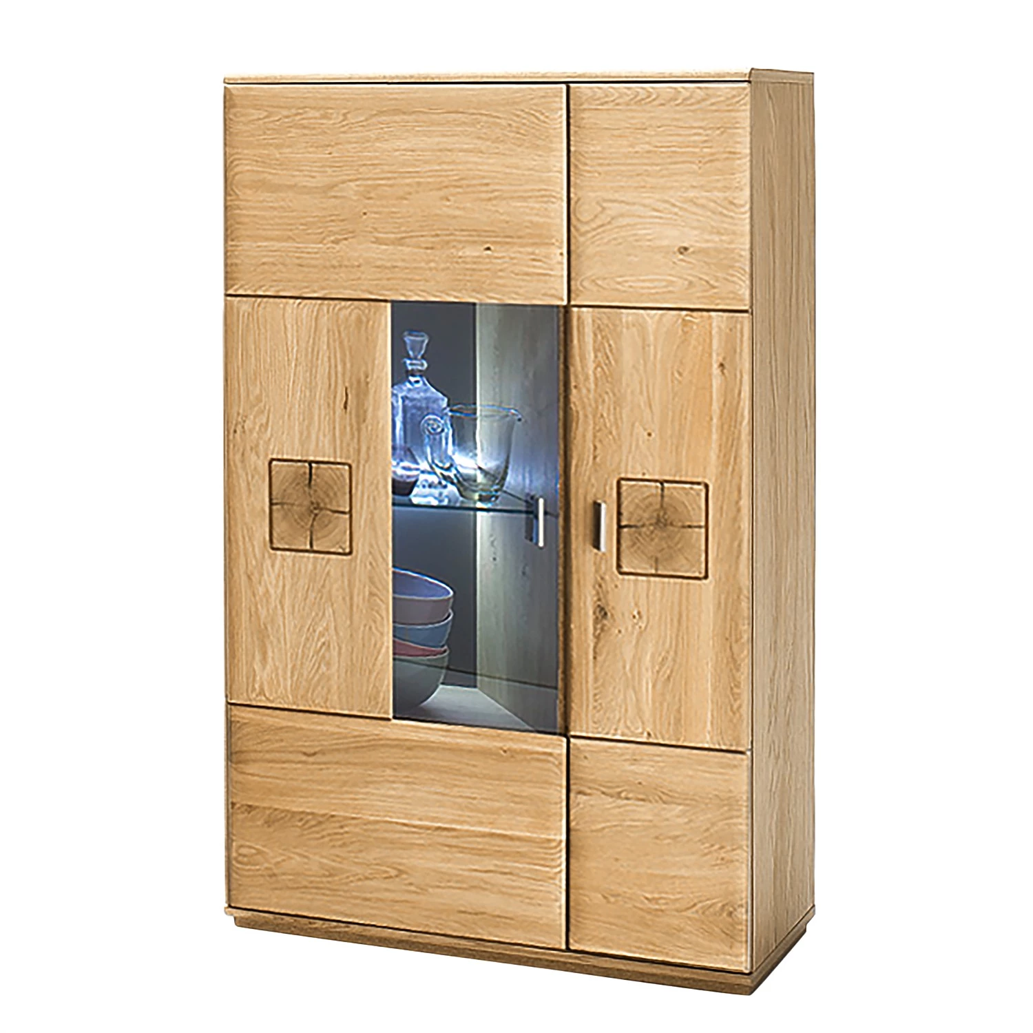 Naturoo Buffet haut Vilela II - Partiellement en chêne massif - Chêne Bianco / Imitation chêne Bianco - Porte en verre à gauche 1 Naturoo Buffet haut Vilela II - Partiellement en chêne massif - Chêne Bianco / Imitation chêne Bianco - Porte en verre à gauche