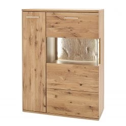 Naturoo Buffet haut Ristiina II - Partiellement en chêne massif - Chêne Bianco / Imitation chêne Bianco - Porte en verre à droite