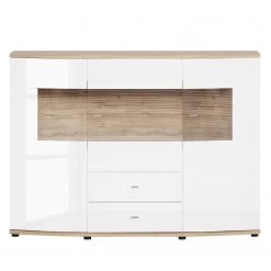 Loftscape Buffet haut Jaguare - Blanc brillant / Imitation chêne Ribbeck