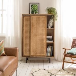 Ars manufacti Buffet haut Vina - Manguier massif / Rotin - Manguier / Noir -Buffets hauts Soldes 1000178071 200324 13412400002 MOOD DETAILS P000000001000178071 mood