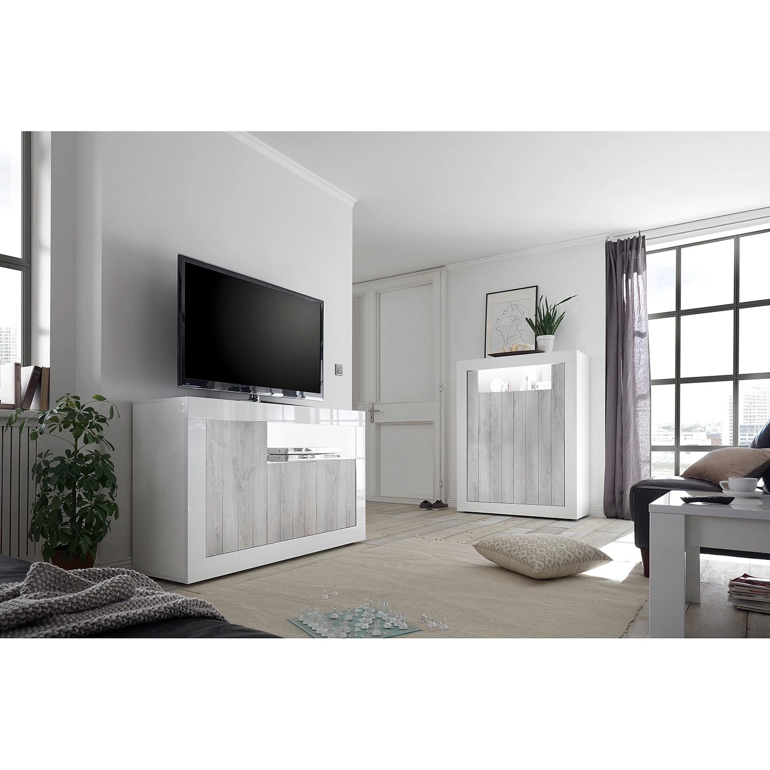 LC Spa Buffet haut Urbino - Gris clair / Blanc 5 LC Spa Buffet haut Urbino - Gris clair / Blanc – Image 5