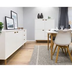 Tenzo Buffet haut Svea - Blanc / Imitation chêne -Buffets hauts Soldes 1000179428 190724 06293500222 MOOD DETAILS P000000001000179428 mood