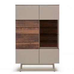 GWINNER Buffet haut Misano - Placage en bois véritable - Gris Sahara / Planches de chêne - Gris Sahara / Poutres en chêne - Porte en verre à droite - Sans éclairage -Buffets hauts Soldes 1000188651 190926 16594000027 DETAILS P000000001000188651