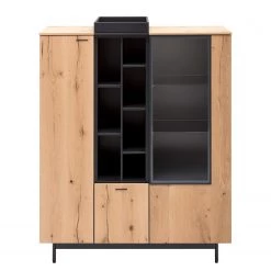 GWINNER Buffet haut Style - Placage en bois véritable / Métal - Chêne / Anthracite -Buffets hauts Soldes 1000188719 190926 06084200018 DETAILS P000000001000188719