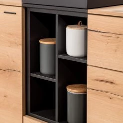 GWINNER Buffet haut Style - Placage en bois véritable / Métal - Chêne / Anthracite -Buffets hauts Soldes 1000188719 190926 06084300020 DETAILS P000000001000188719