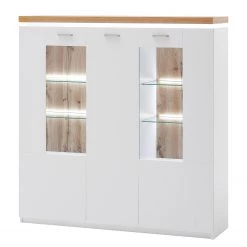 Loftscape Buffet haut Mundai - Avec éclairage  - Blanc / Imitation chêne de Wotan