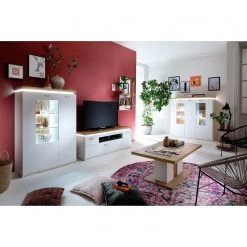 Loftscape Buffet haut Mundai - Avec éclairage  - Blanc / Imitation chêne de Wotan -Buffets hauts Soldes 1000209049 200402 14342600029 MOOD DETAILS P000000001000209049 mood