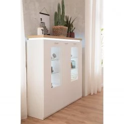 Loftscape Buffet haut Mundai - Avec éclairage  - Blanc / Imitation chêne de Wotan -Buffets hauts Soldes 1000209049 200402 14342700030 MOOD DETAILS P000000001000209049 mood