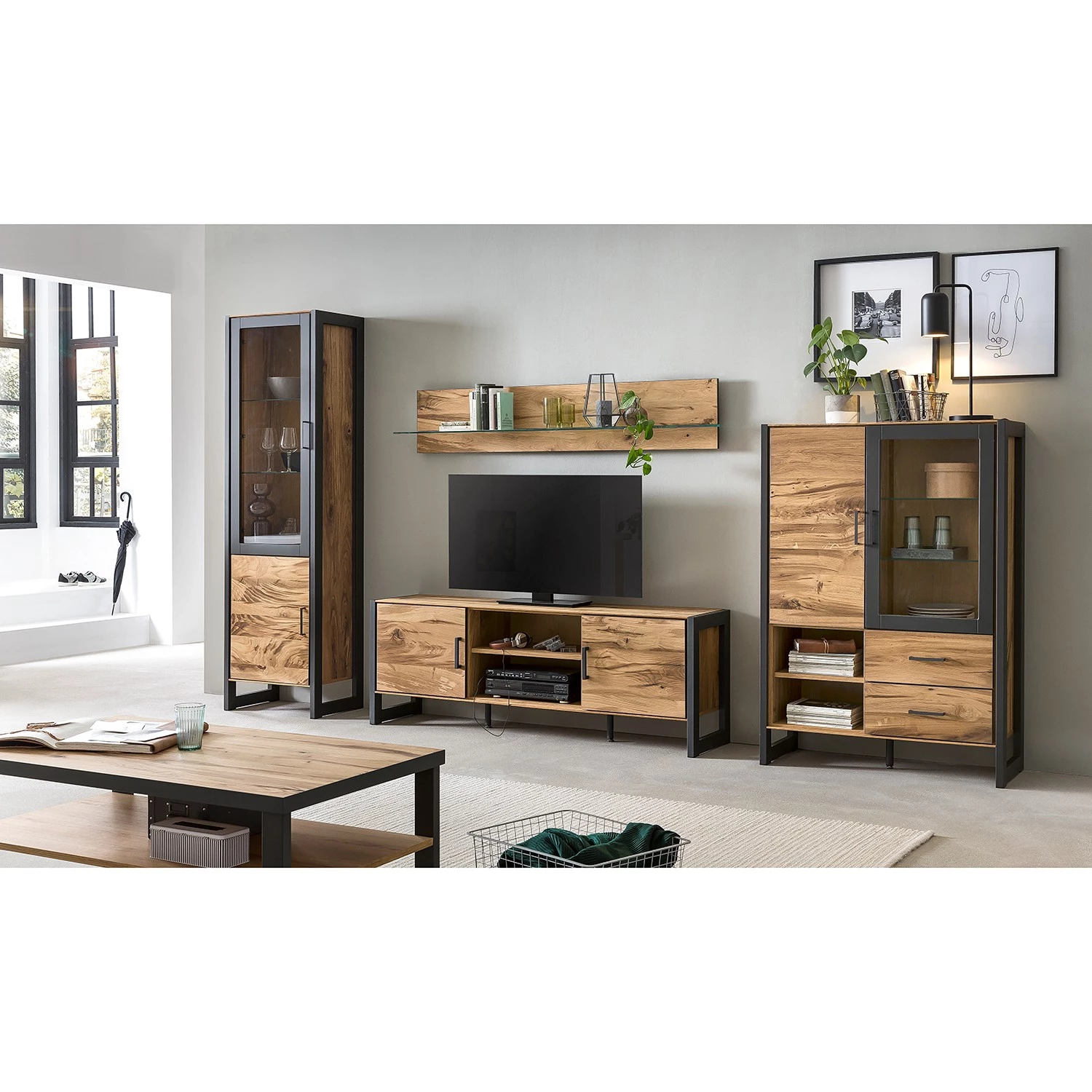 Naturoo Buffet haut Ironwood I - Placage en bois véritable / Métal - Chêne vieilli / Gris 2 Naturoo Buffet haut Ironwood I - Placage en bois véritable / Métal - Chêne vieilli / Gris – Image 2