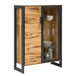 Naturoo Buffet haut Ironwood III - Placage en bois véritable / Métal - Chêne vieilli / Gris