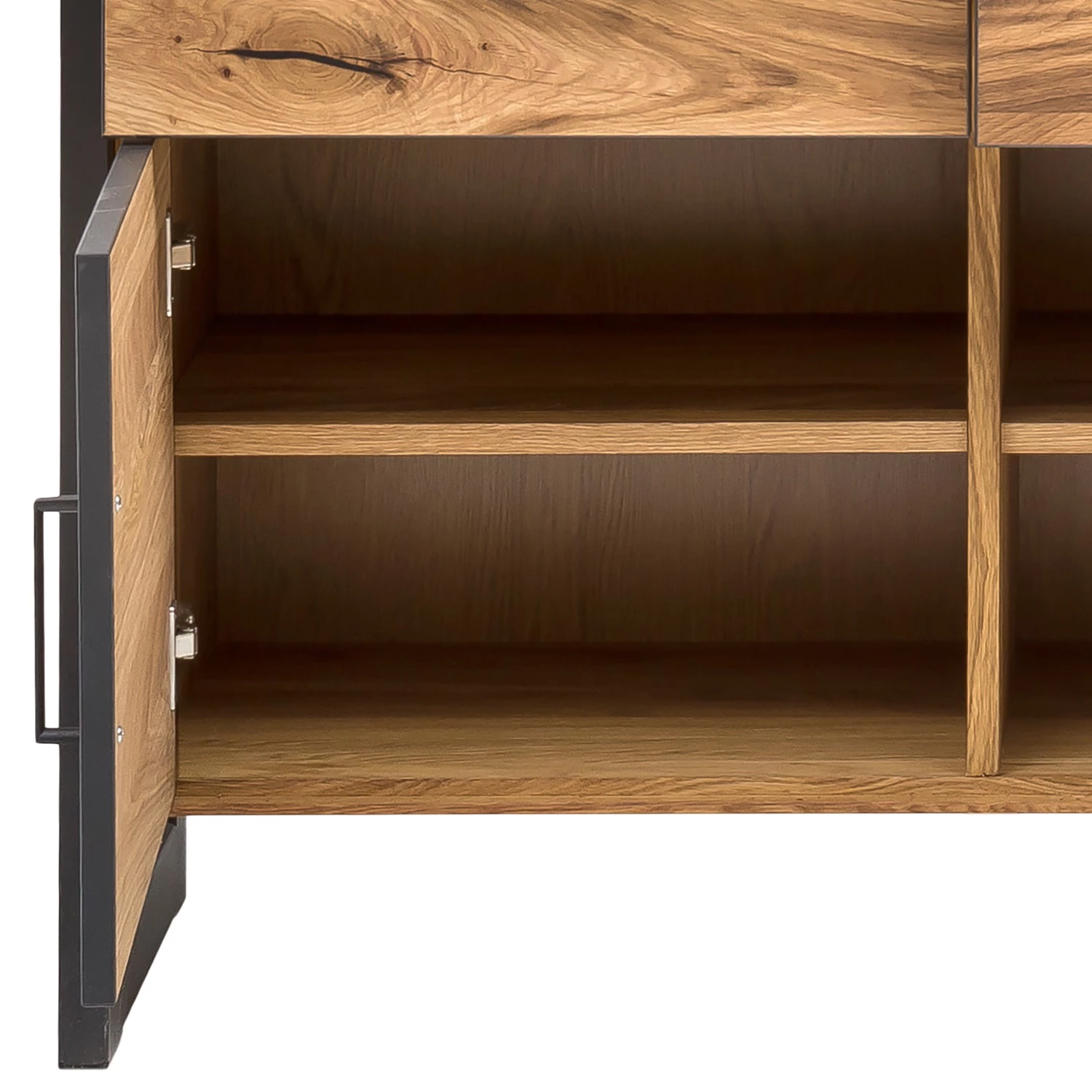 Naturoo Buffet haut Ironwood IV - Placage en bois véritable / Métal - Chêne vieilli / Gris 5 Naturoo Buffet haut Ironwood IV - Placage en bois véritable / Métal - Chêne vieilli / Gris – Image 5