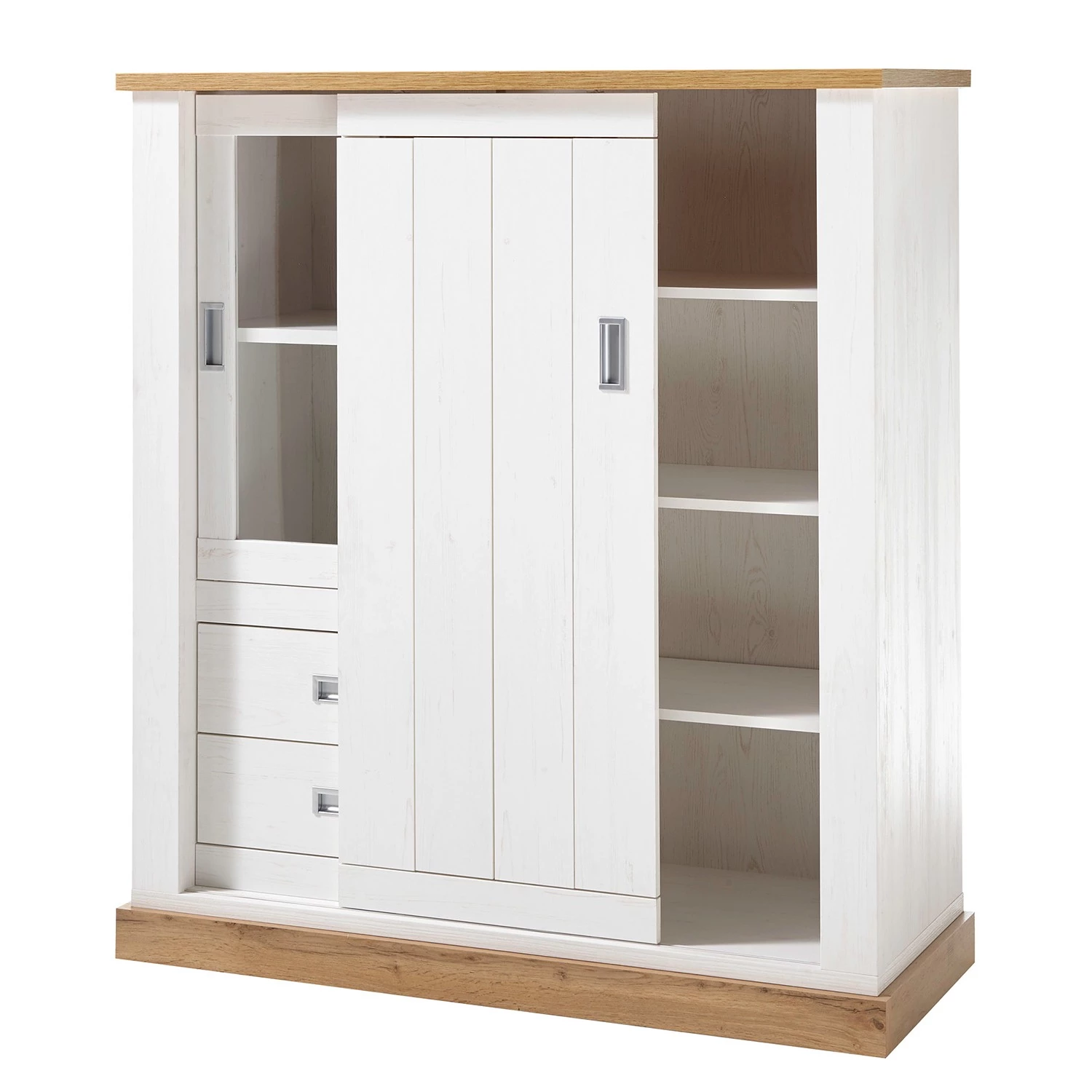 Ridgevalley Buffet haut Ollezy - Imitation pin blanc / Imitation chêne artisan 4 Ridgevalley Buffet haut Ollezy - Imitation pin blanc / Imitation chêne artisan – Image 4