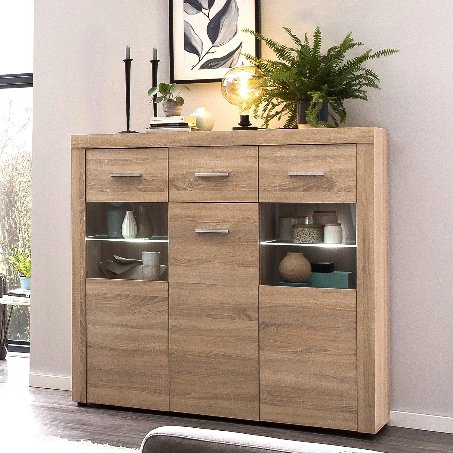 Loftscape Buffet haut Vierzon - Imitation chêne Sonoma 3 Loftscape Buffet haut Vierzon - Imitation chêne Sonoma – Image 3