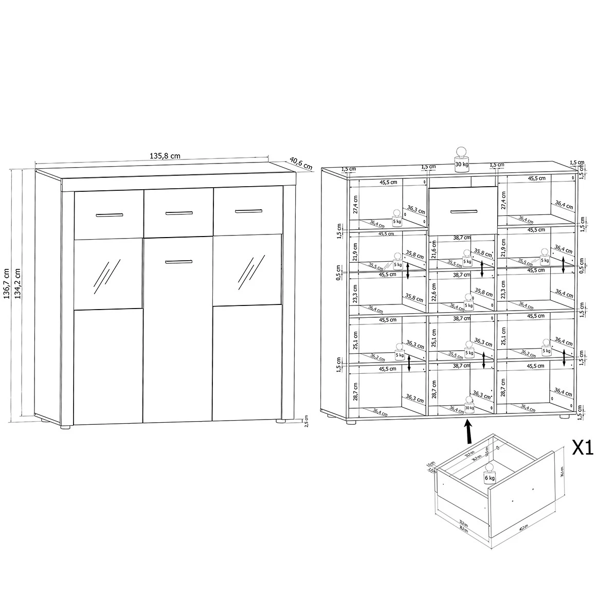 Loftscape Buffet haut Vierzon - Imitation chêne Sonoma 11 Loftscape Buffet haut Vierzon - Imitation chêne Sonoma – Image 11