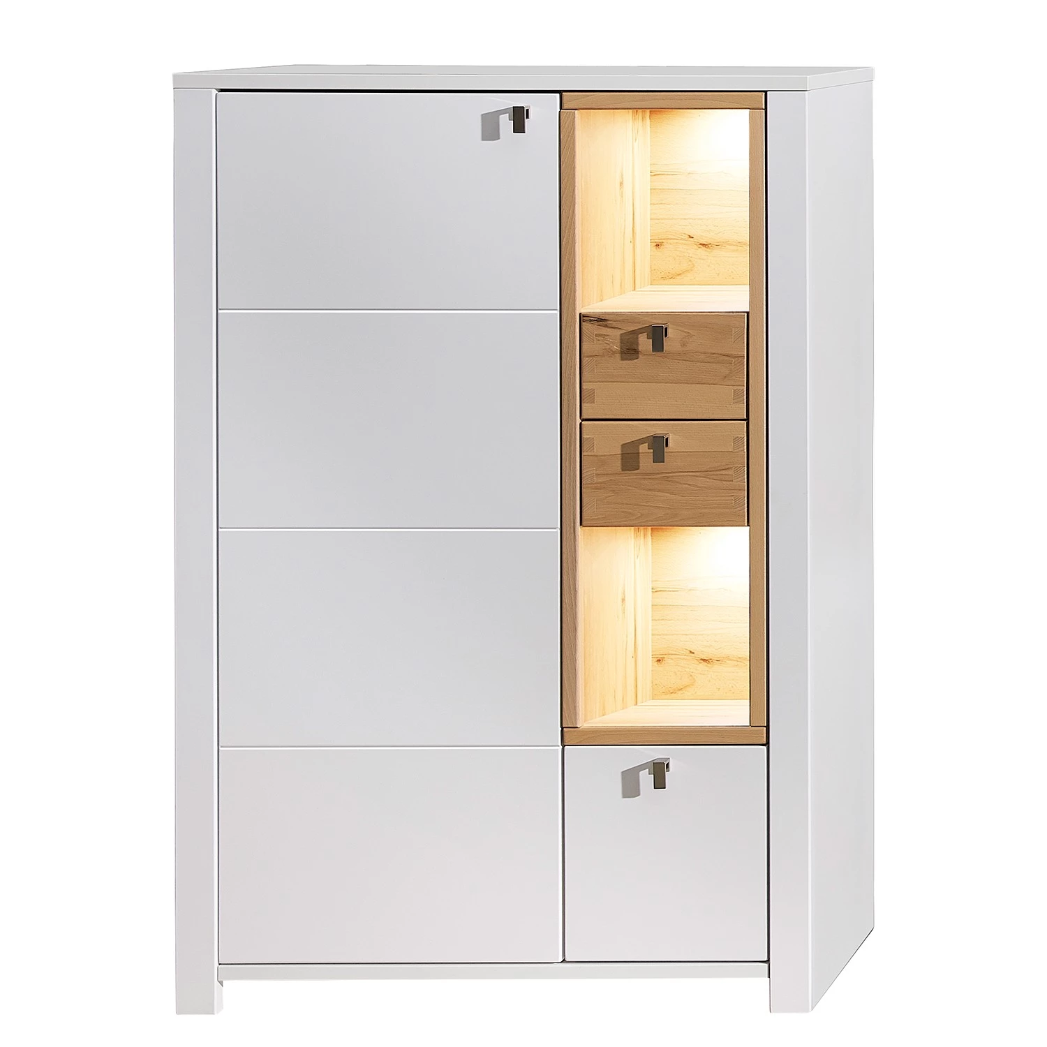 Loftscape Buffet haut Cordelle I - Éclairage inclus - Blanc mat / Hêtre sauvage 1 Loftscape Buffet haut Cordelle I - Éclairage inclus - Blanc mat / Hêtre sauvage