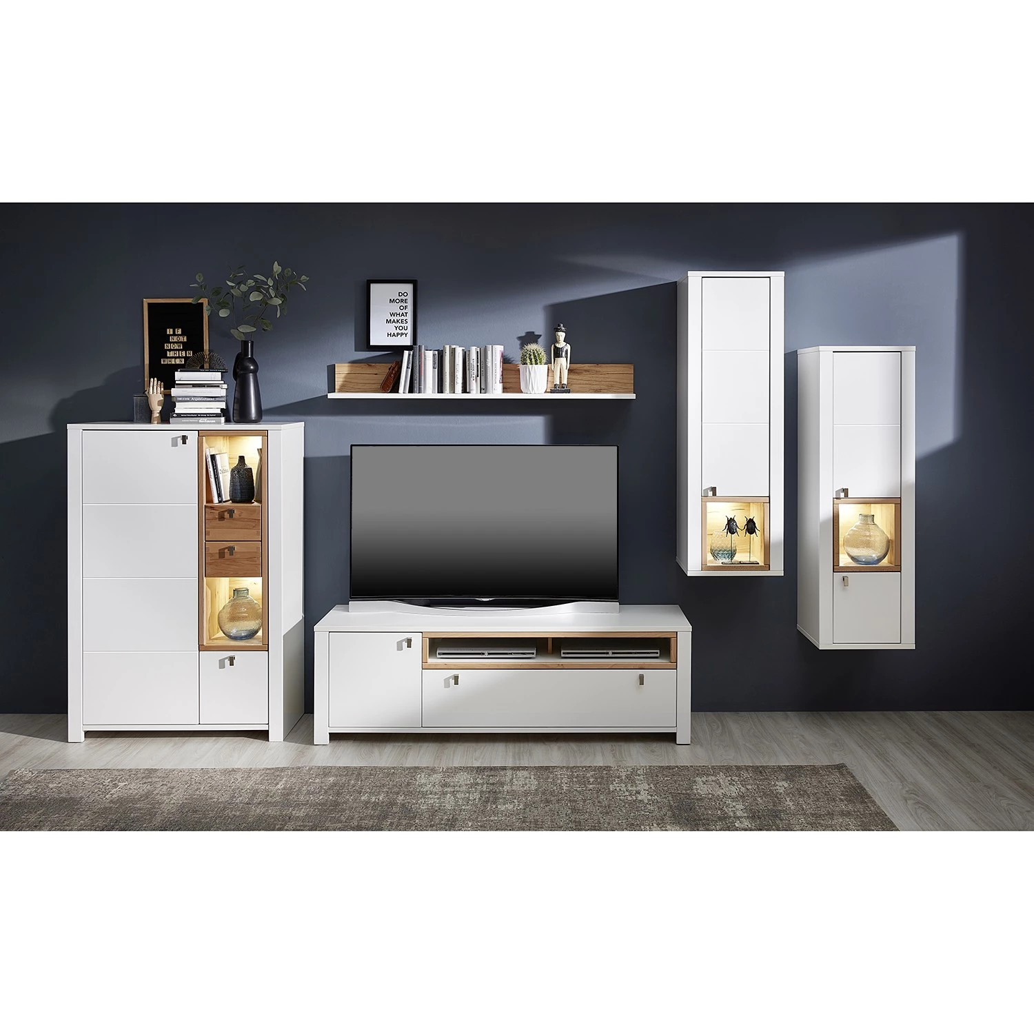 Loftscape Buffet haut Cordelle I - Éclairage inclus - Blanc mat / Hêtre sauvage 4 Loftscape Buffet haut Cordelle I - Éclairage inclus - Blanc mat / Hêtre sauvage – Image 4