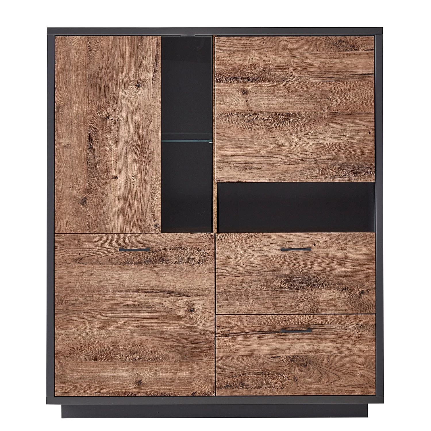 Red Living Buffet haut Batey - Imitation chêne de Havel / Graphite 5 Red Living Buffet haut Batey - Imitation chêne de Havel / Graphite – Image 5