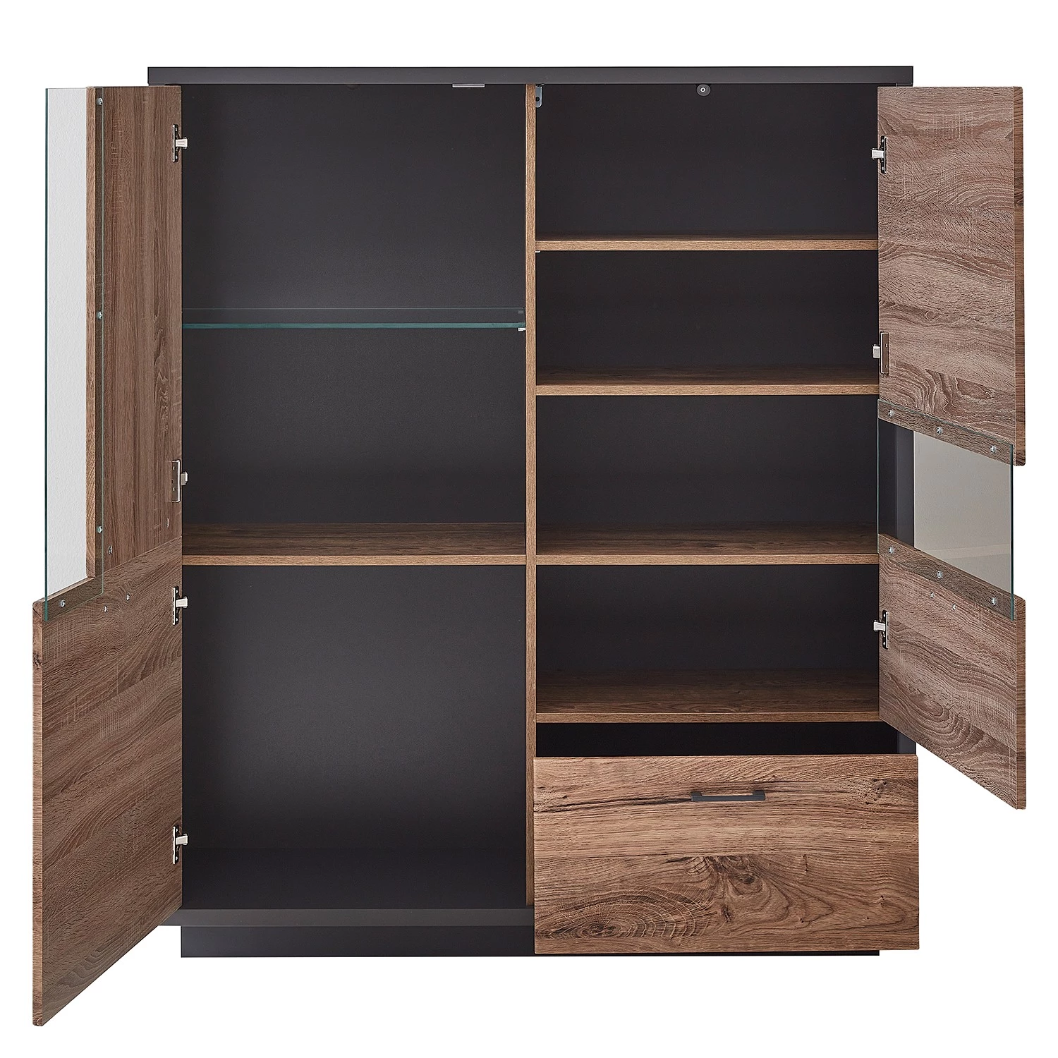 Red Living Buffet haut Batey - Imitation chêne de Havel / Graphite 6 Red Living Buffet haut Batey - Imitation chêne de Havel / Graphite – Image 6