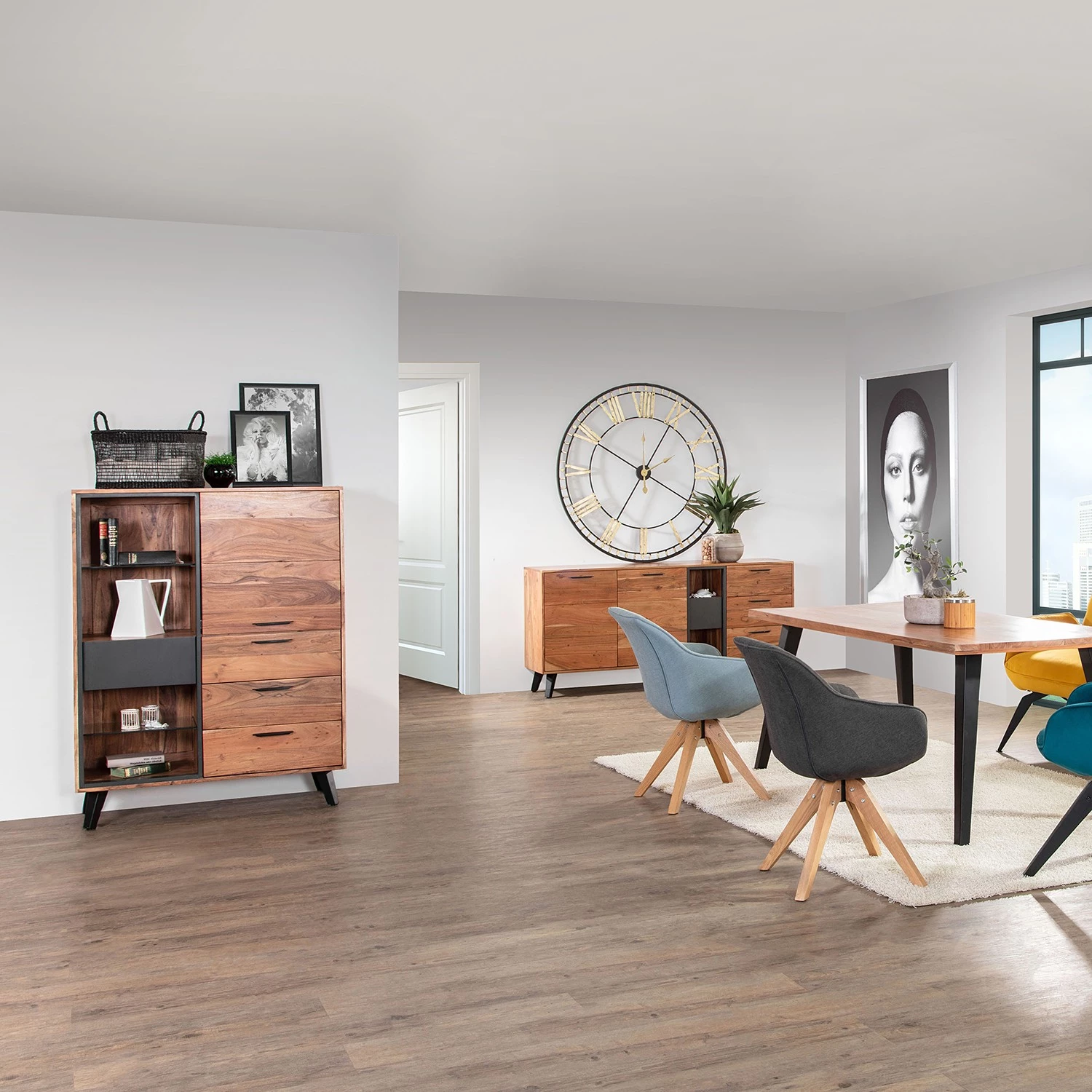 Naturoo Buffet haut Manabi - Acacia massif - Acacia / Anthracite 2 Naturoo Buffet haut Manabi - Acacia massif - Acacia / Anthracite – Image 2