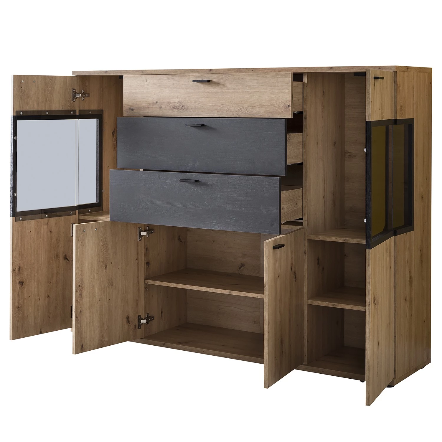 Red Living Buffet haut Ambato I - Imitation chêne Artisan 4 Red Living Buffet haut Ambato I - Imitation chêne Artisan – Image 4