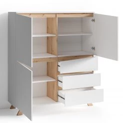 Norrwood Buffet haut Rautha - Blanc mat / Imitation chêne -Buffets hauts Soldes 1000283874 210805 14244700379 DETAILS P000000001000283874