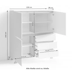 Norrwood Buffet haut Rautha - Blanc mat / Imitation chêne -Buffets hauts Soldes 1000283874 210805 14244700380 SKETCH DETAILS P000000001000283874 sketch