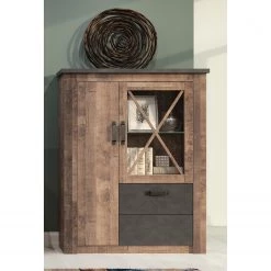 Trendteam Buffet haut Georgia - Gris foncé / Imitation chêne rustique -Buffets hauts Soldes 1000300848 211015 12542200055 MOOD DETAILS P000000001000300848 mood