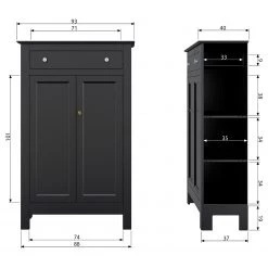 Ridgevalley Buffet haut Lamar - Pin massif - Noir -Buffets hauts Soldes 1000304180 211029 12341600716 SKETCH DETAILS P000000001000304180 sketch