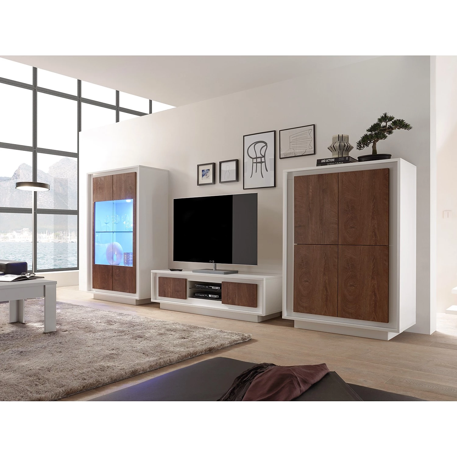 LC Spa Buffet haut Forenza - Imitation noisetier / Blanc 3 LC Spa Buffet haut Forenza - Imitation noisetier / Blanc – Image 3