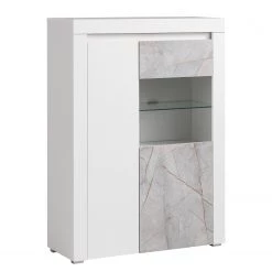 Loftscape Buffet haut Stonda I - Blanc - Porte en verre à droite