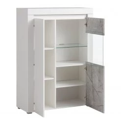 Loftscape Buffet haut Stonda I - Blanc - Porte en verre à droite -Buffets hauts Soldes 1000314582 211209 12531700152 DETAILS P000000001000314582