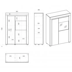 Loftscape Buffet haut Stonda I - Blanc - Porte en verre à droite -Buffets hauts Soldes 1000314582 211209 12531700625 SKETCH DETAILS P000000001000314582 sketch
