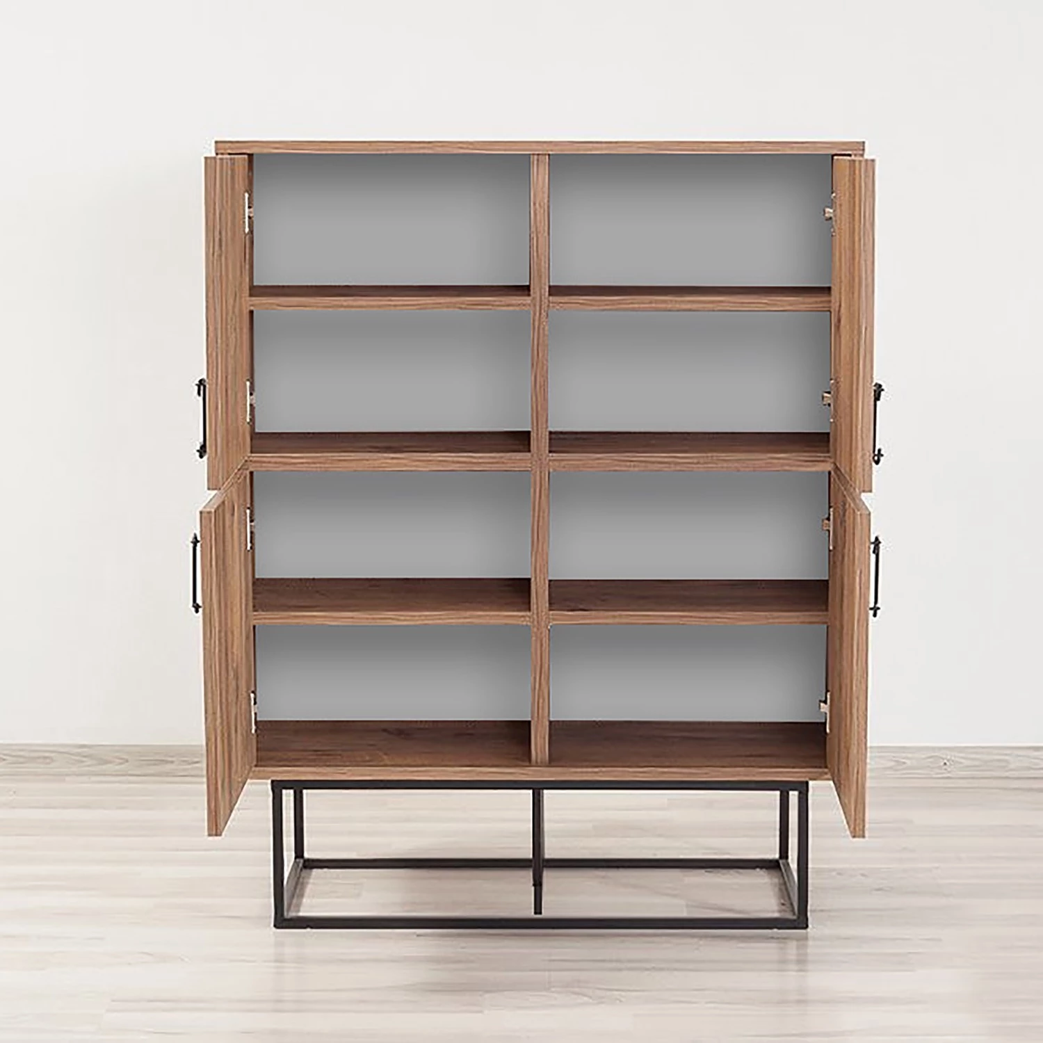 Red Living Buffet haut Yopal - Métal - Imitation chêne / Noir 4 Red Living Buffet haut Yopal - Métal - Imitation chêne / Noir – Image 4