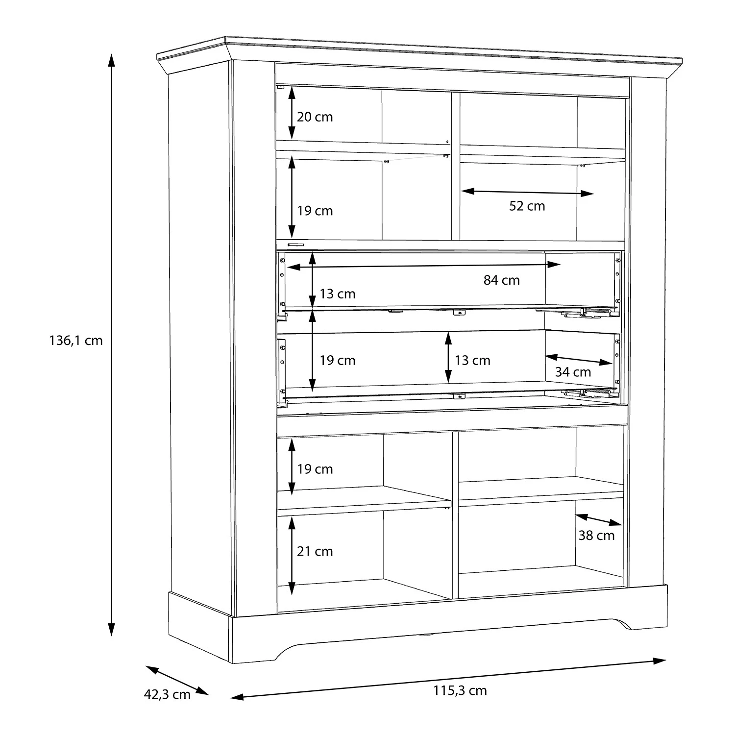 Ridgevalley Buffet haut Sandvik I - Imitation chêne blanc / Imitation chêne Nelson 8 Ridgevalley Buffet haut Sandvik I - Imitation chêne blanc / Imitation chêne Nelson – Image 8