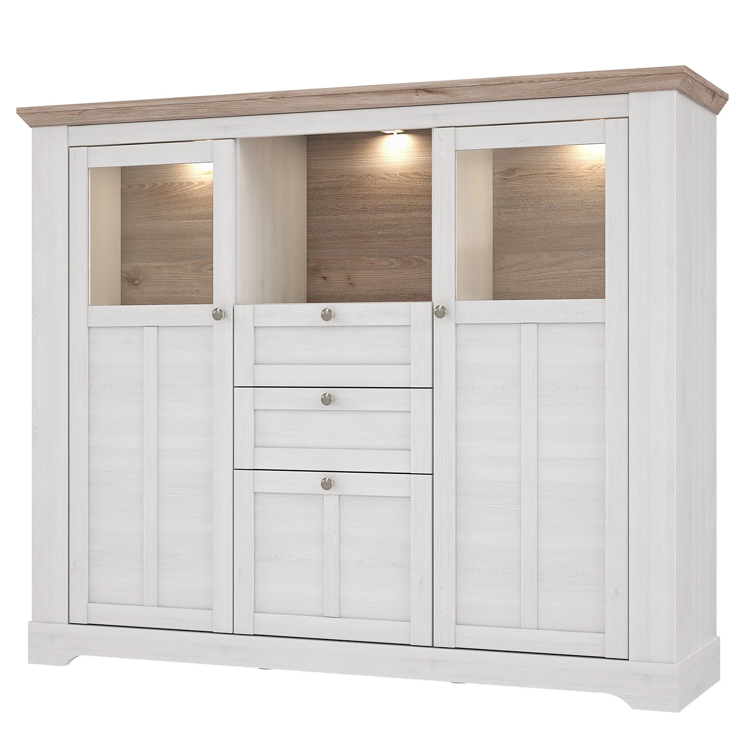 Ridgevalley Buffet haut Sandvik II - Imitation chêne blanc / Imitation chêne Nelson 1 Ridgevalley Buffet haut Sandvik II - Imitation chêne blanc / Imitation chêne Nelson