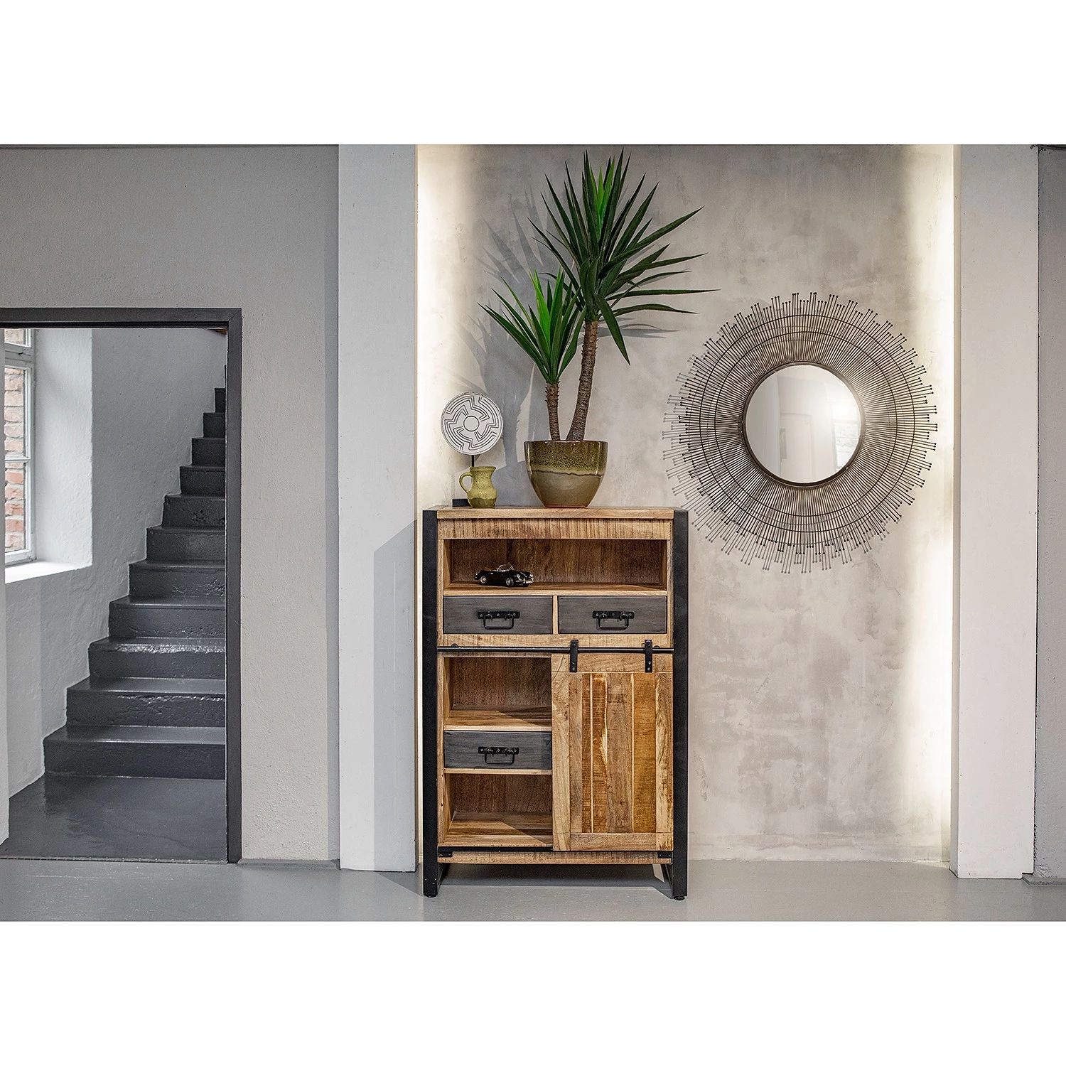 Red Living Buffet haut Toleos - Manguier brut massif / Fer - Manguier / Noir 2 Red Living Buffet haut Toleos - Manguier brut massif / Fer - Manguier / Noir – Image 2