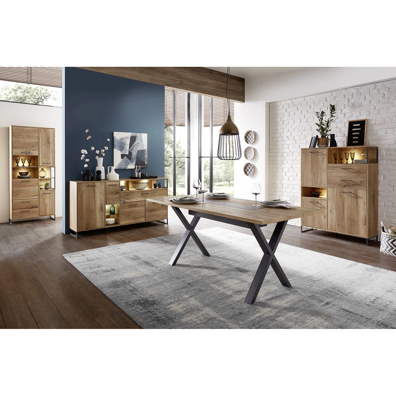 Red Living Buffet haut Sligo I - Imitation chêne rustique argenté / Graphite 3 Red Living Buffet haut Sligo I - Imitation chêne rustique argenté / Graphite – Image 3