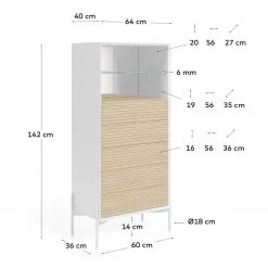 Norrwood Buffet haut Maredale - Partiellement en frêne massif - Frêne / Blanc -Buffets hauts Soldes 1000363992 220714 500 SKETCH DETAILS P000000001000363992 sketch
