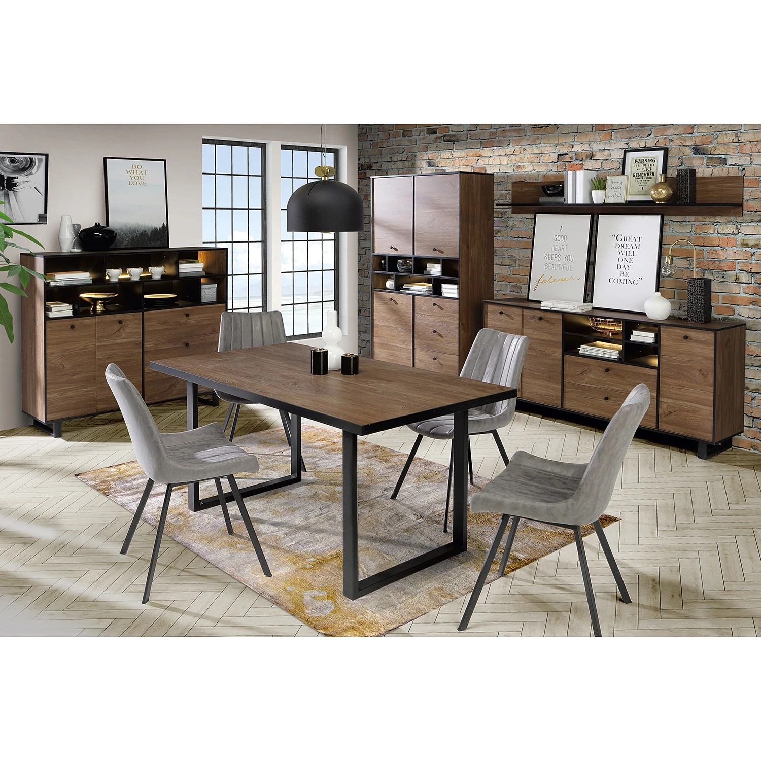 Red Living Buffet haut Trylith - Imitation chêne rustique / Noir 4 Red Living Buffet haut Trylith - Imitation chêne rustique / Noir – Image 4