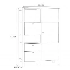 Loftscape Buffet haut Thurles - Imitation chêne Sonoma / Blanc -Buffets hauts Soldes 1000364905 220722 500 SKETCH DETAILS P000000001000364905 sketch