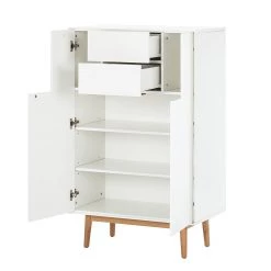 Mørteens Buffet haut Lindholm I - Partiellement en chêne massif - Blanc -Buffets hauts Soldes highboard lindholm weiss matt eiche massiv 333573